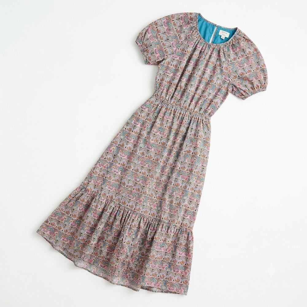 J Crew Side Cutout Organic Cotton Dress Liberty Giorgia Duke Fabric Womens 0